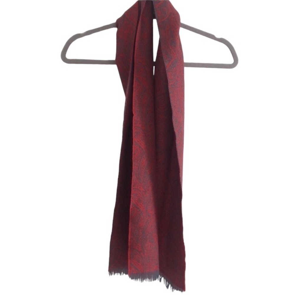Paisley Gray and Red Scarf